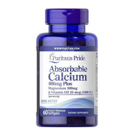 Absorbable Calcium 600 мг Plus Magnesium 300 мг & Vitamin D3 25 мкг 60 капсул